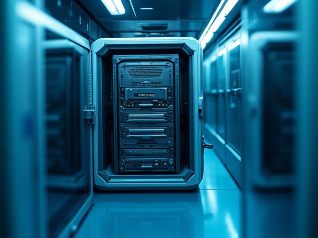 Close-up of secure high-value high-tech cargo being prepared for transit